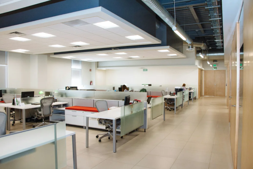 Clean office workspace after an after-hours commercial clean