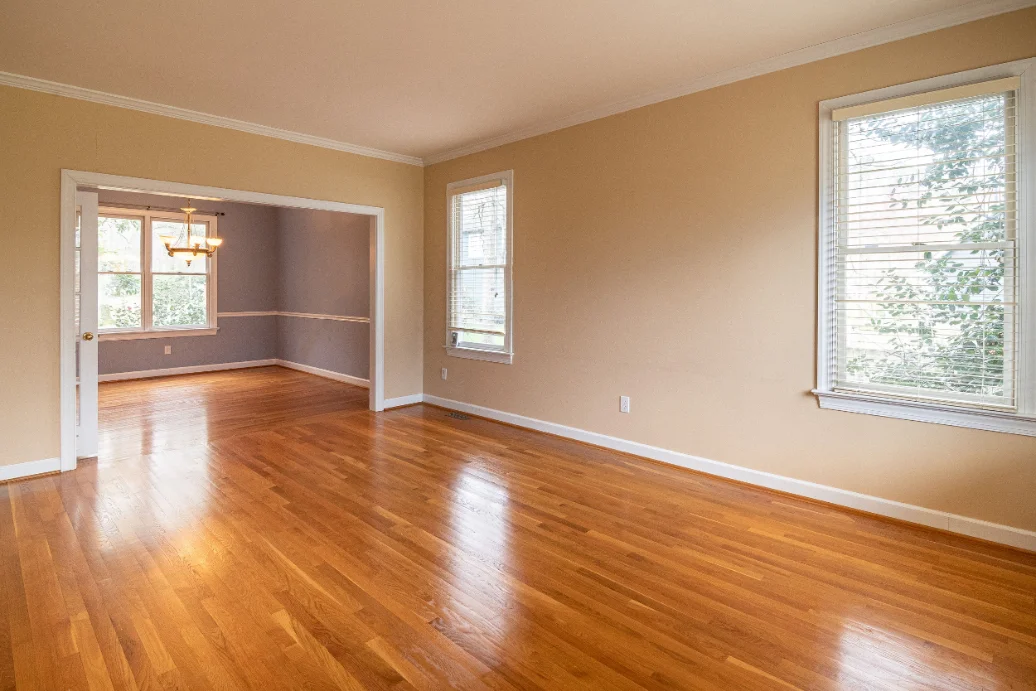 Packed moving boxes in an empty rental on moving day